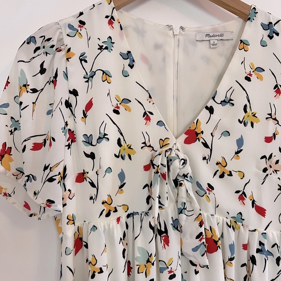 Madewell Tie-Front Mini Dress in Drifting Flowers - Picture 7 of 8